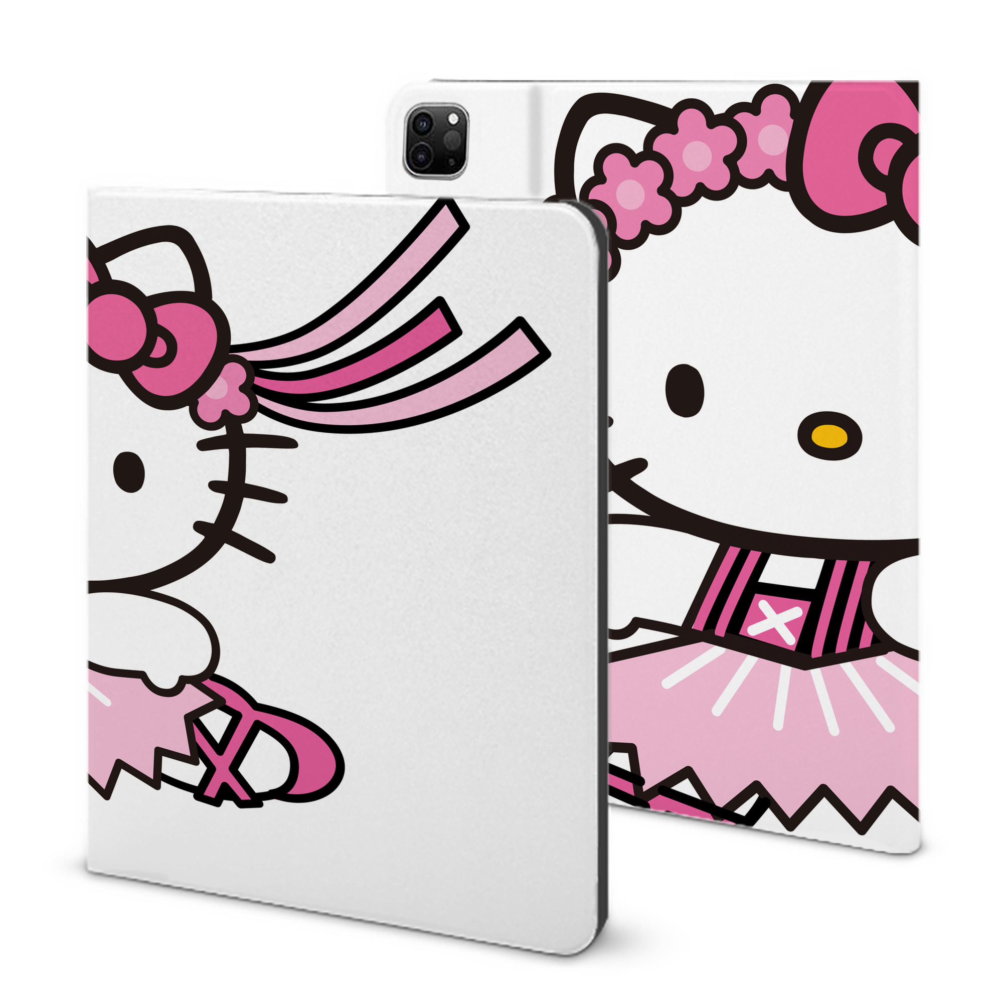 （画像用） Hello Kitty ハローキティ IPad ケース ブック型 PUレザー TPU 耐衝撃 軽量 薄型 ペン収納なし 全面保護 IPad 各モデル対応